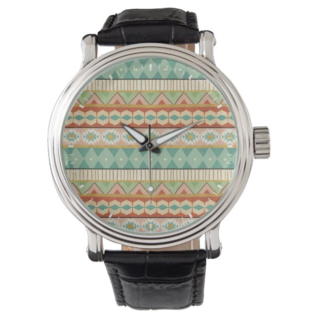 Southwest Geo Step | Watercolor Tribal Pattern Watch (Front)