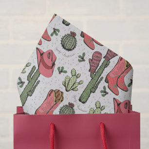 Southwest Grey Christmas Cowgirl Howdy Christmas Tissue Paper