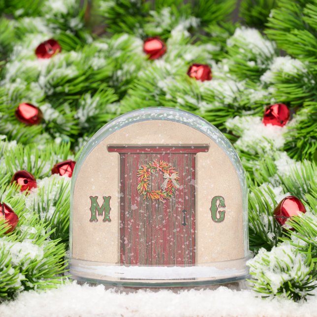 Southwest Holiday Chile Wreath Door Personalized (Noël)