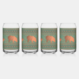 Southwest Javelina Family Teal Drinking Glasses