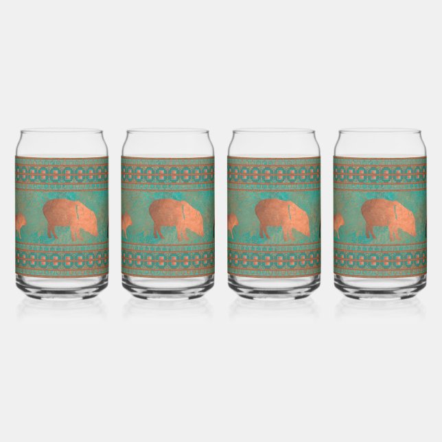 Southwest Javelina Family Teal Drinking Glasses (Left)