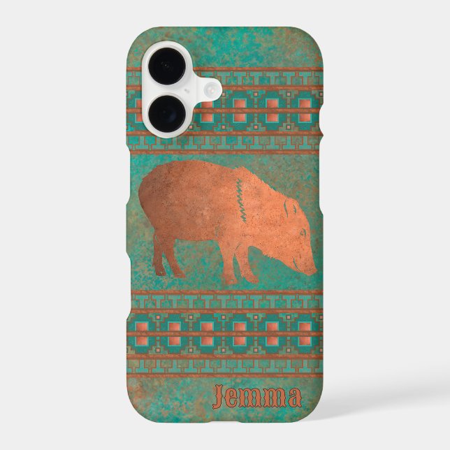Southwest Javelina Mom Copper Teal Personalized (Verso)