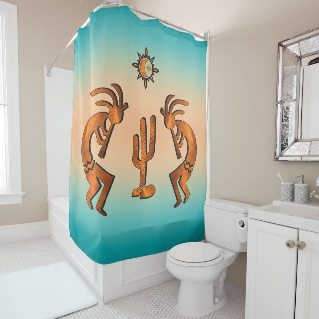 Southwest Kokopell And Cactus Shower Curtain (In Situ)