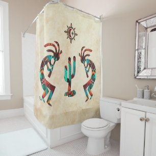 Southwest Kokopell And Cactus Shower Curtain