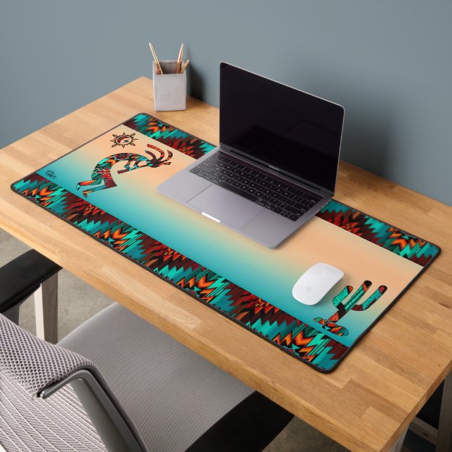 Southwest Kokopelli And Cactus Desk Mat (Office 2)