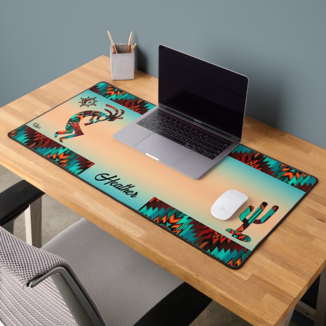 Southwest Kokopelli And Cactus Desk Mat (Office 2)