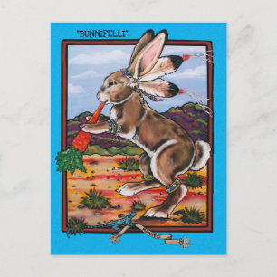 Southwest Kokopelli Bunnipelli Rabbit Whimsical  Postcard