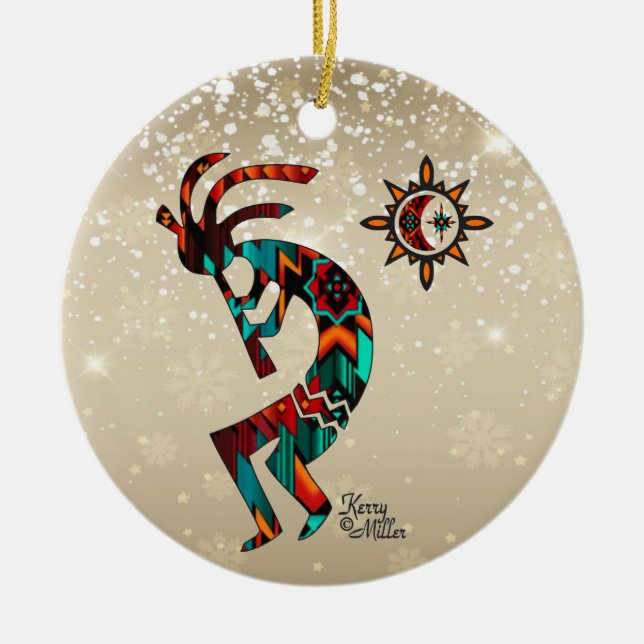 Southwest Kokopelli Ceramic Ornament (Front)