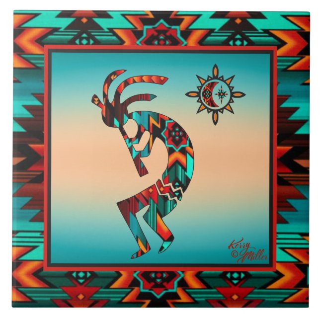 Southwest Kokopelli CERAMIC TILE (Front)
