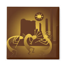 Southwest Kokopelli in Burgundy and Gold