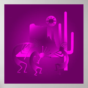 Southwest Kokopelli in Purple Poster