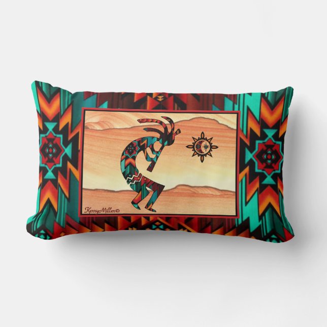 Southwest Kokopelli Lumbar Pillow (Front)