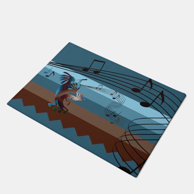 Southwest Kokopelli Music Door Mat (Angled)