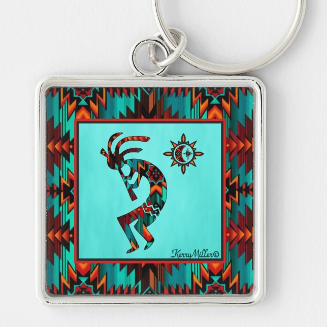 Southwest Kokopelli Playing Flute Keychain (Front)