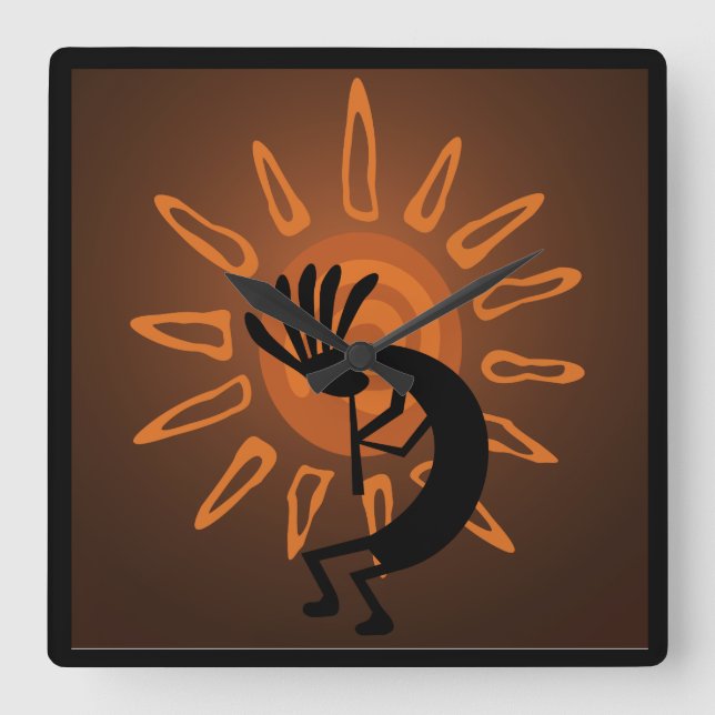 Southwest Kokopelli Sun Rustic Clock (Front)