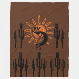 Southwest Kokopelli Sun Rustic Lg Fleece Blanket