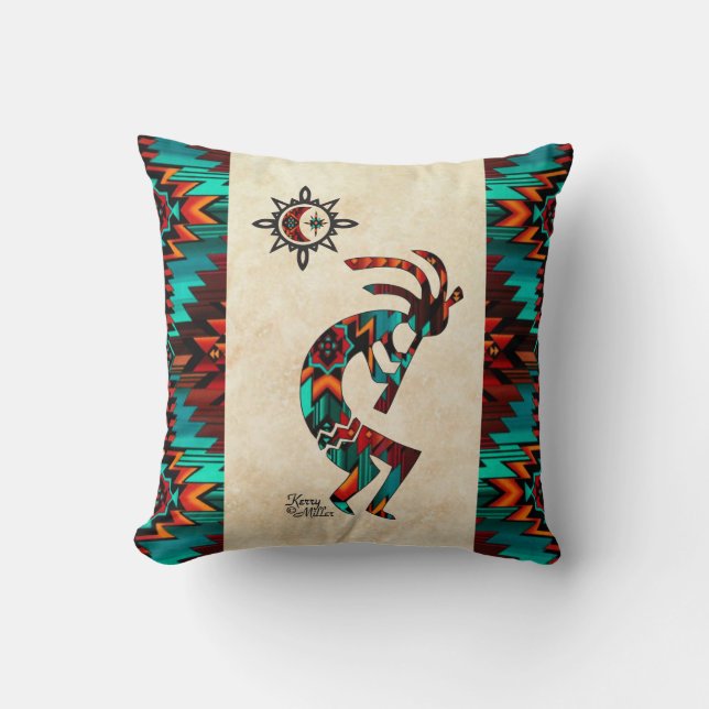 Southwest Kokopelli Throw Pillow (Front)