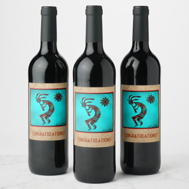 Southwest Kokopelli Wine Label (Bottles)