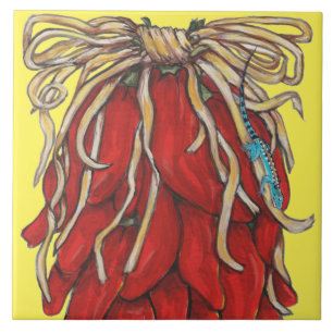 Southwest Lizard Red Chili Pepper House # Top Tile