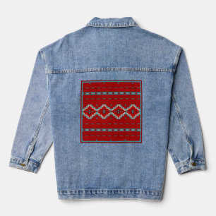 Southwest Mesas Red & Turquoise Geometric Design Denim Jacket
