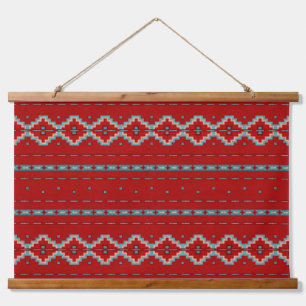 Southwest Mesas Red & Turquoise Geometric Pattern Hanging Tapestry