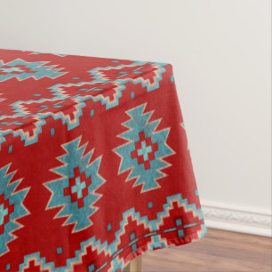 Southwest Mesas Red & Turquoise Geometric Small Tablecloth