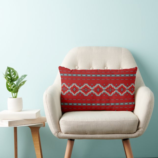 Southwest Mesas Red & Turquoise  Lumbar Pillow (Chair)