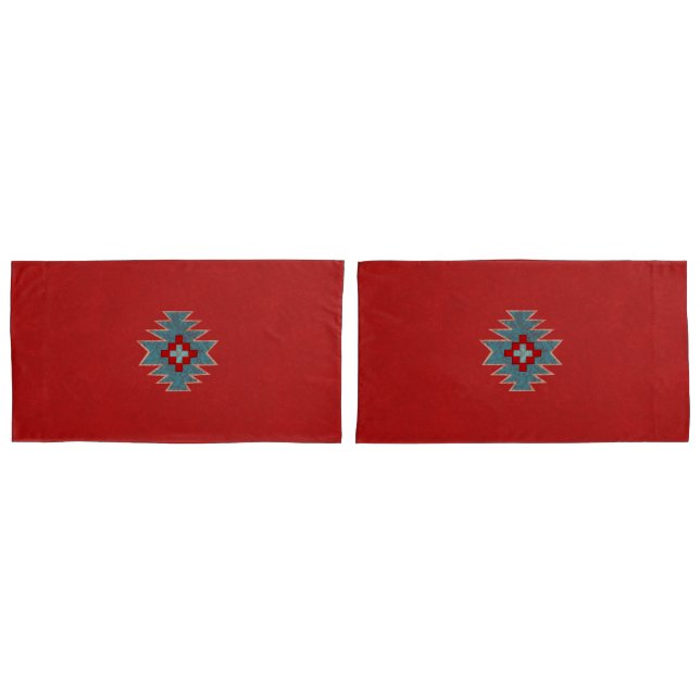 Southwest Mesas Red & Turquoise Pillowcase (Front-Set)