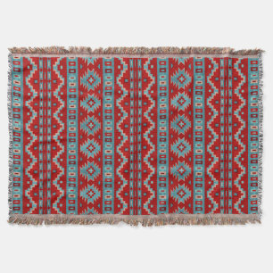 Southwest Mesas Red & Turquoise & Red Throw Blanket