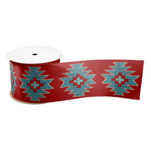 Southwest Mesas Red & Turquoise Satin Ribbon