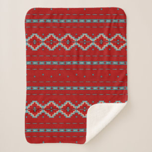 Southwest Mesas Red & Turquoise Small Sherpa Blanket