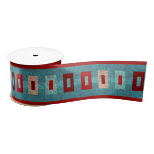 Southwest Mesas Retro Vibe Red & Turquoise 3" Satin Ribbon