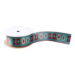 Southwest Mesas Retro Vibe Turquoise & Red  Satin Ribbon