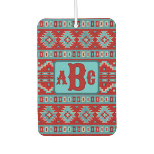  Southwest Mesas Turquoise and Red Design Monogram Air Freshener