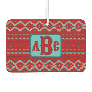  Southwest Mesas Turquoise and Red Design Monogram Air Freshener