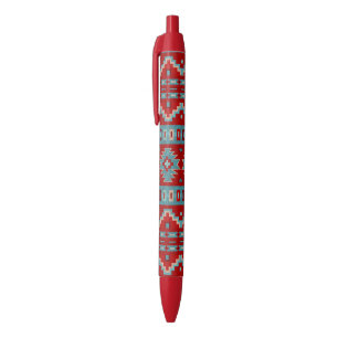 Southwest Mesas Turquoise & Red Black Ink Pen