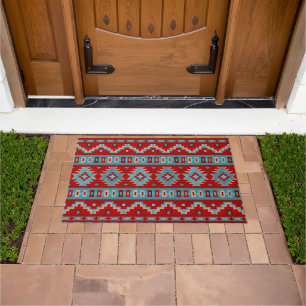 Southwest Mesas Turquoise & Red Doormat
