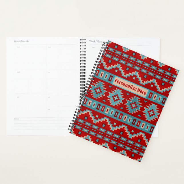 Southwest Mesas Turquoise & Red Personalized Planner (Display)