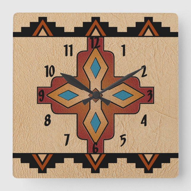 Southwest Motif Square Wall Clock (Front)