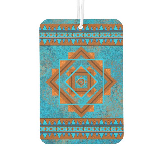 Southwest Mountain Peak Turquoise Geometric Design Air Freshener (Back)