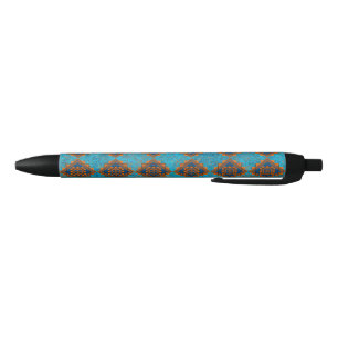 Southwest Mountain Peaks Geometric Pattern Black Ink Pen