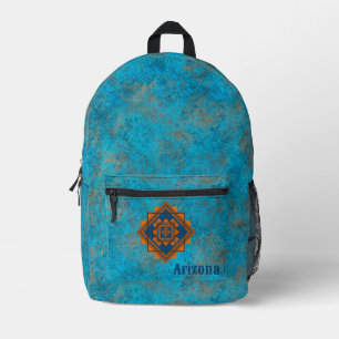 Southwest Mountain Peaks Personalized Turquoise Printed Backpack