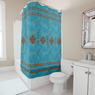 Southwest Mountain Peaks Turquoise Blue Geometric