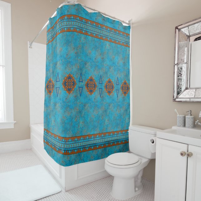 Southwest Mountain Peaks Turquoise Blue Geometric (In Situ)