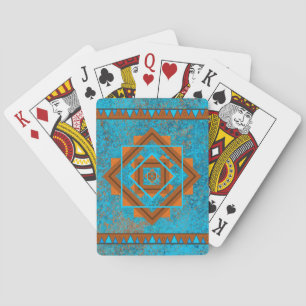 Southwest Mountain Peaks Turquoise Geometric Playing Cards