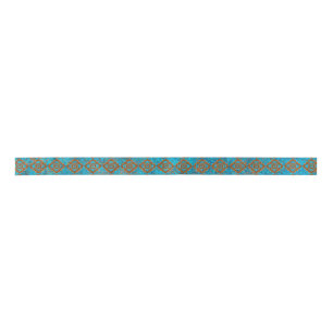 Southwest Mountain Peaks Turquoise Geometric Satin Ribbon