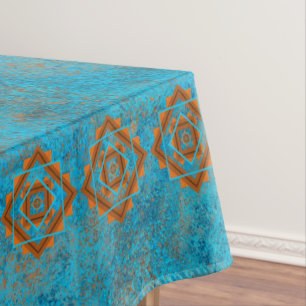 Southwest Mountain Peaks Turquoise Geometric Small Tablecloth