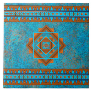 Southwest Mountain Peaks Turquoise Geometric Tile