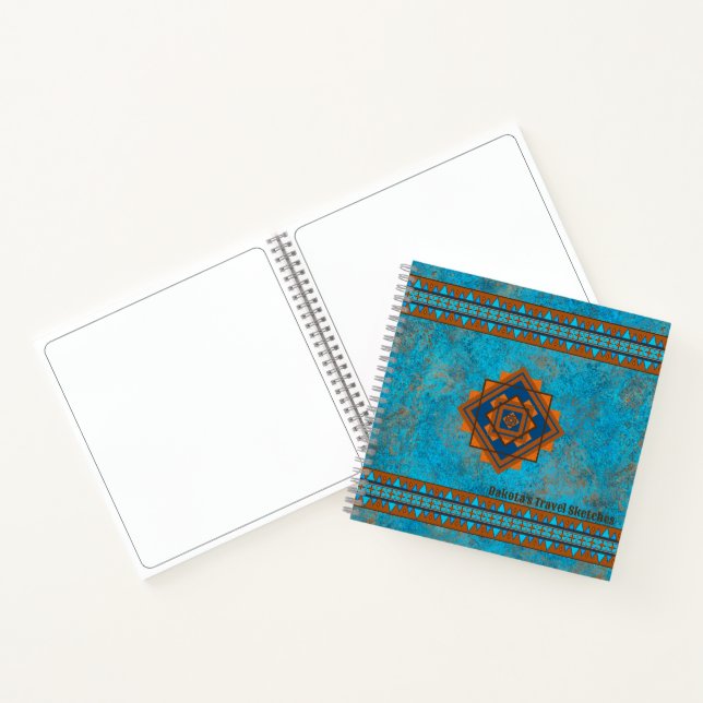 Southwest Mountain Peaks Turquoise Personalized Notebook (Inside)