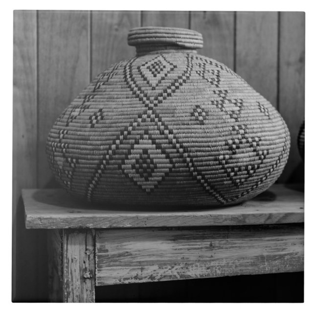 Southwest Native American Baskets Grey  Tile (Front)